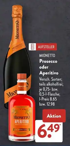 Aldi Süd MIONETTO Prosecco oder Aperitivo Angebot