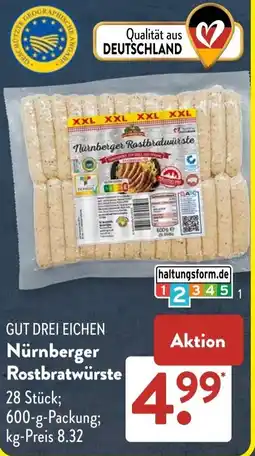 Aldi Süd GUT DREI EICHEN Nürnberger Rostbratwürste Angebot