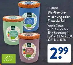 Aldi Süd Le Gusto Bio-Gewürzmischung oder Fleur de Sel Angebot