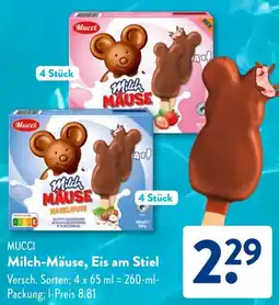 Aldi Süd MUCCI Milch-Mäuse, Eis am Stiel Angebot