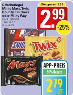 WEZ Schokoriegel Minis Mars, Twix, Bounty, Snickers oder Milky Way Angebot