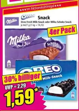 Norma Oreo Fresh Milk-Snack oder Milka Schoko Snack Angebot