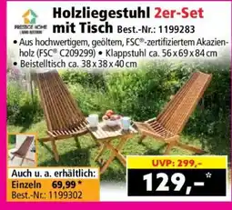 Norma Holzliegestuhl 2er-Set mit Tisch Angebot