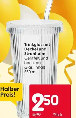 Rusta Trinkglas mit deckel und strohhalm Angebot