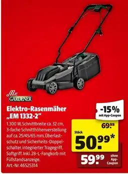 Hagebau Mr. gardener elektro-rasenmäher em 1332-2 Angebot