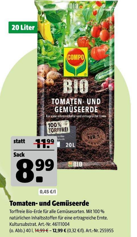 Compo bio tomaten- und gemseerde Angebot bei Hagebau