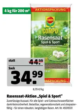 Hagebau Compo rasensaat spiel & sport Angebot