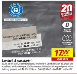 toom Baumarkt Laminat dolomit beige Angebot
