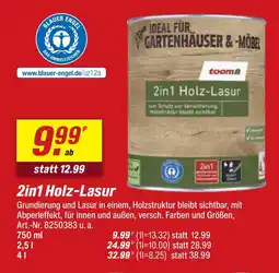 toom Baumarkt Toom 2in1 holz-lasur 750 ml Angebot