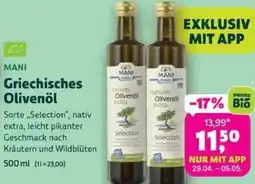 Biomarkt MANI Griechisches Olivenöl Angebot