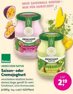 Biomarkt ANDECHSER NATUR Saison- oder Cremejoghurt Angebot