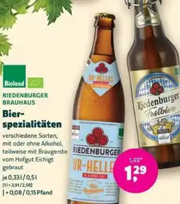 Biomarkt RIEDENBURGER BRAUHAUS Bierspezialitäten Angebot