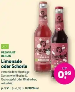 Biomarkt PROVIANT BERLIN Limonade oder Schorle Angebot