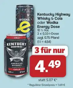 Famila Nord West Kentucky Highway Whisky & Cola oder Wodka Energy Dose Angebot