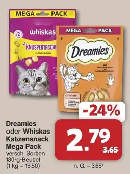 Famila Nord West Dreamies oder Whiskas Katzensnack Mega Pack Angebot