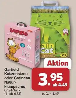 Famila Nord West Garfield Katzenstreu oder Graincat Naturklumpstreu Angebot