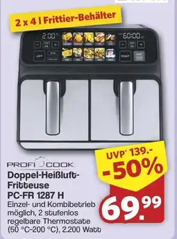 Famila Nord West PROFI COOK Doppel-Heißluft- Fritteuse PC-FR 1287 H Angebot