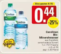 WEZ Carolinen Bio Mineralwasser Angebot