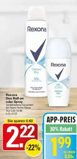WEZ Rexona Deo Roll-on oder Spray Angebot