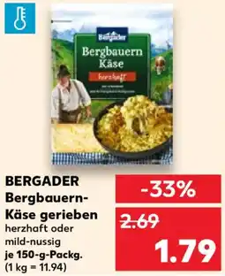 Kaufland BERGADER Bergbauern Käse gerieben Angebot