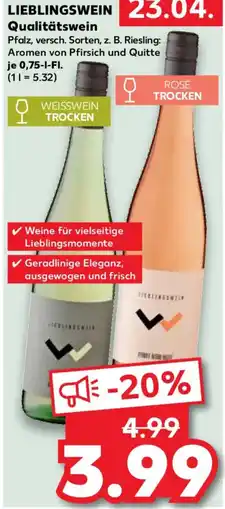 Kaufland LIEBLINGSWEIN Qualitätswein Angebot