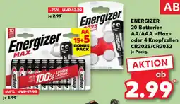 Kaufland ENERGIZER 20 Batterien oder 4 Knopfzellen CR2025/CR2032 Angebot