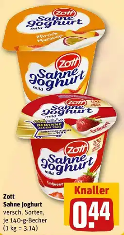 REWE Zott Sahne Joghurt Angebot