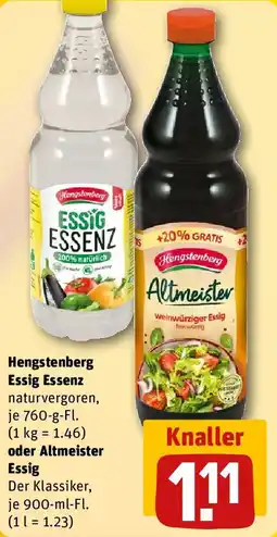 REWE Hengstenberg Essig Essenz oder Altmeister Essig Angebot