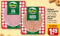 REWE Wiesbauer Feine Extrawurst oder Scharfe Knacker Angebot