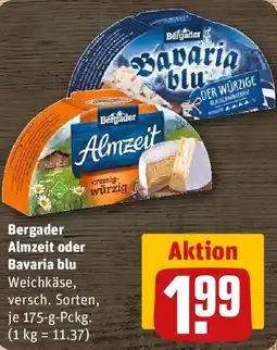 REWE Bergader Almzeit oder Bavaria blu Angebot