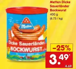 Netto Marken-Discount Metten Dicke Sauerländer Bockwurst Angebot