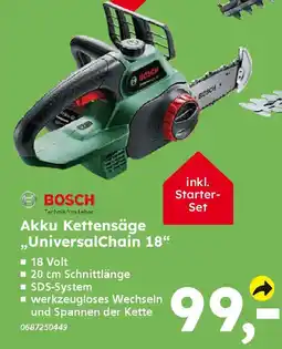 Globus Baumarkt BOSCH Akku Kettensäge ,,UniversalChain 18" Angebot