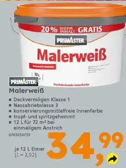 Globus Baumarkt PRIMASTER Malerweiẞ Angebot