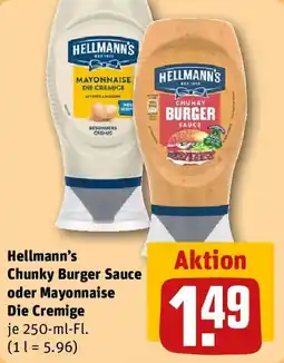 REWE Hellmann's Chunky Burger Sauce oder Mayonnaise Die Cremige Angebot