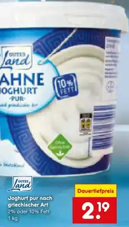 Netto Marken-Discount Gutes Land Joghurt pur nach griechischer Art Angebot