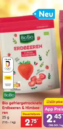 Netto Marken-Discount BioBio Bio gefriergetrocknete Erdbeeren & Himbeeren Angebot