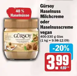 HIT Gürsoy Haselnuss Milchcreme oder Haselnusscreme vegan Angebot