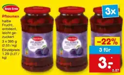 Netto Marken-Discount Beste Ernte Pflaumen halbe Frucht Angebot