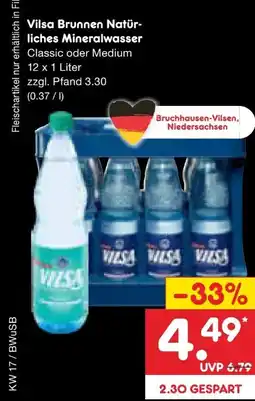 Netto Marken-Discount Vilsa Brunnen Natürliches Mineralwasser Angebot