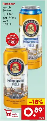 Netto Marken-Discount Paulaner Münchner Hell Angebot