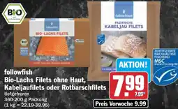 HIT followfood Bio-Lachs Filets ohne Haut, Kabeljaufilets oder Rotbarschfilets Angebot