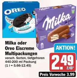 HIT Milka oder Oreo Eiscreme Multipackungen Angebot