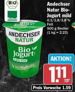 HIT Andechser Natur Bio- Jogurt mild Angebot