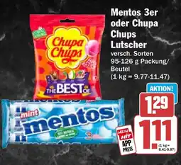 HIT Mentos 3er oder Chupa Chups Lutscher Angebot
