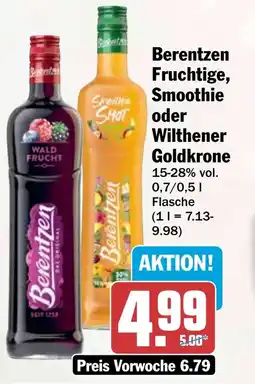 HIT Berentzen Fruchtige, Smoothie oder Wilthener Goldkrone Angebot