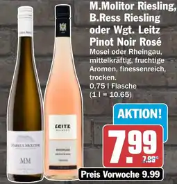 HIT M.Molitor Riesling, B.Ress Riesling oder Wgt. Leitz Pinot Noir Rosé Angebot
