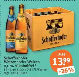 tegut Schöfferhofer weizen oder weizen 0,0 % alkoholfrei Angebot