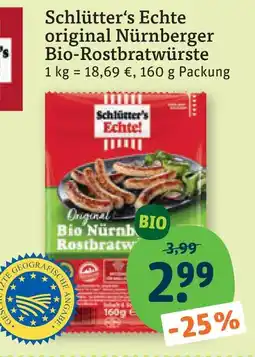 tegut Schlütter's echte original nürnberger bio-rostbratwürste Angebot