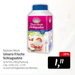 KONSUM Sachsen milch unsere frische schlagsahne Angebot