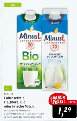 KONSUM Minus l bio h-vollmilch Angebot